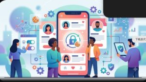Современная иллюстрация на тему защиты данных и политики cookie для сайтов знакомств