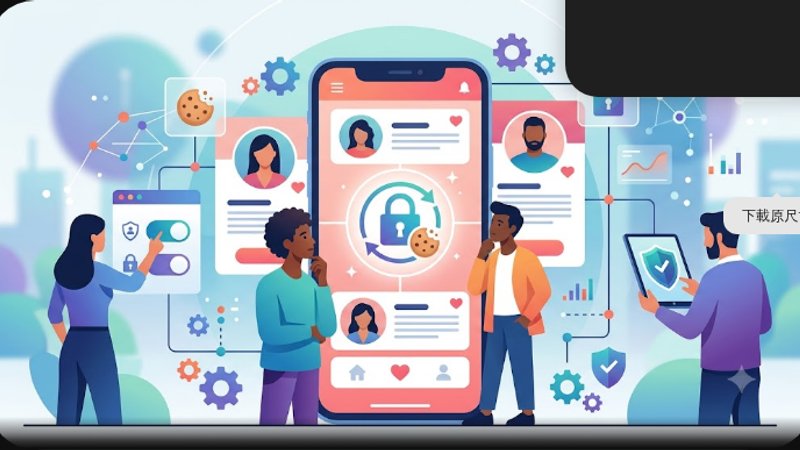 Современная иллюстрация на тему защиты данных и политики cookie для сайтов знакомств